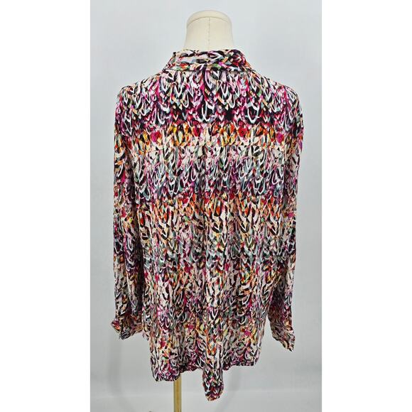 Liverpool Los Angeles Abstract Feather Print Button-Up Top – XL - Picture 3 of 8